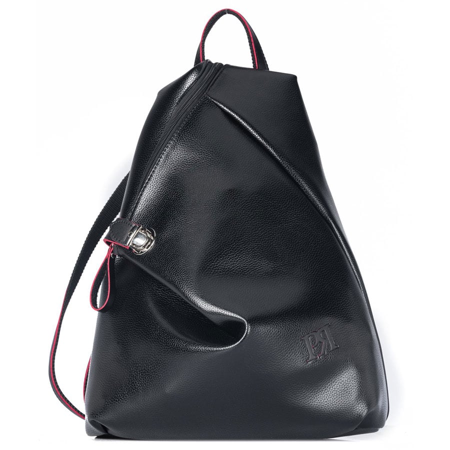 Μαύρο eco-leather σακίδιο πλάτης Pierro Accessories 09517