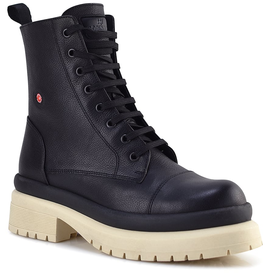 Δερμάτινο μαύρο biker boot Fratelli Robinson 113055 Γυναικεία > Μποτάκια