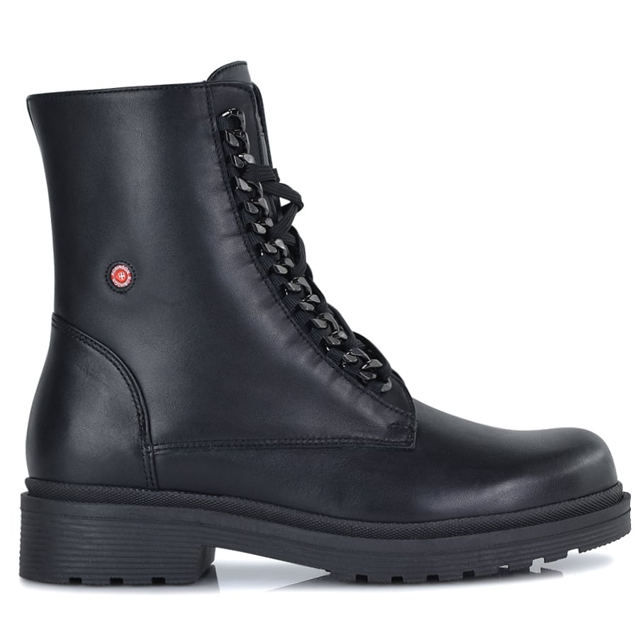 Δερμάτινο μαύρο biker boot Fratelli Robinson 113131