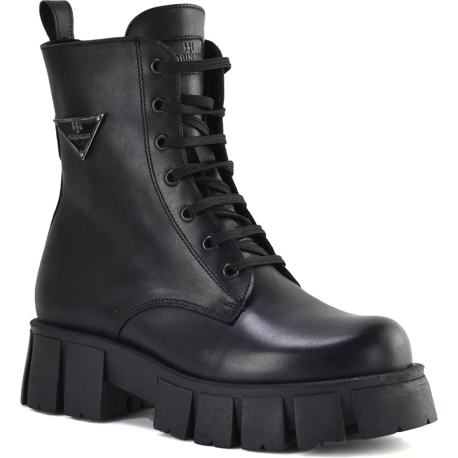Fratelli Robinson δερμάτινο μαύρο biker boot 113448