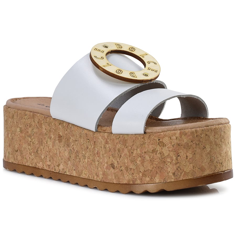Δερμάτινη λευκή flatform Dolce 23174020