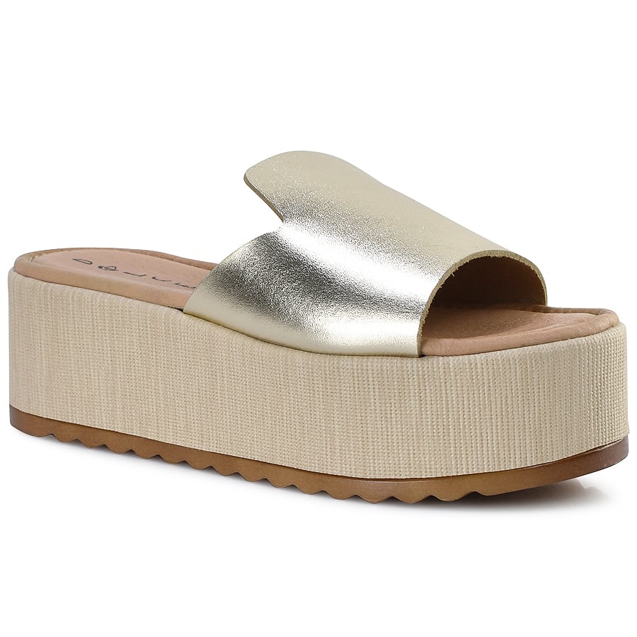 Δερμάτινη χρυσή flatform Dolce 23174021