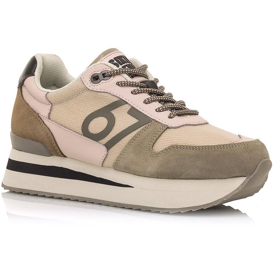 Δερμάτινο μπεζ με nude sneaker SIXTYSEVEN 30510