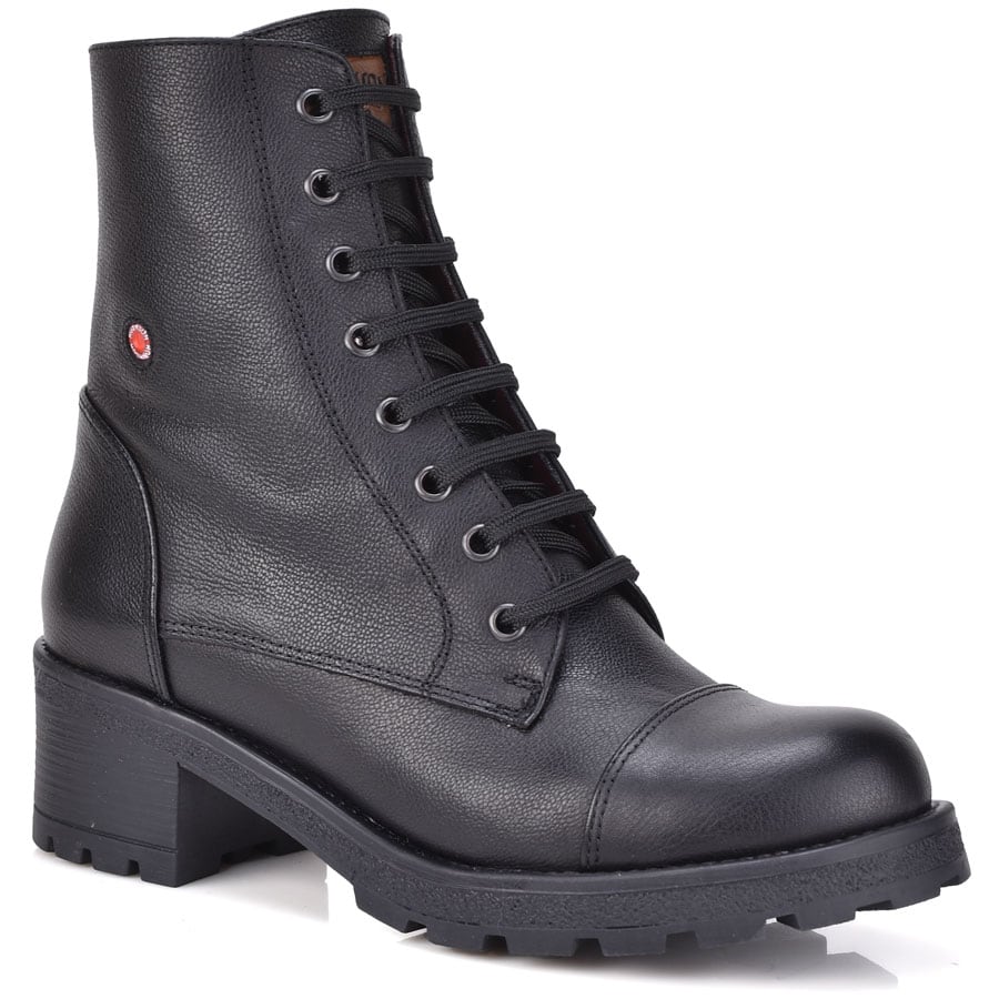 Δερμάτινο μαύρο biker boot Fratelli Robinson 3455