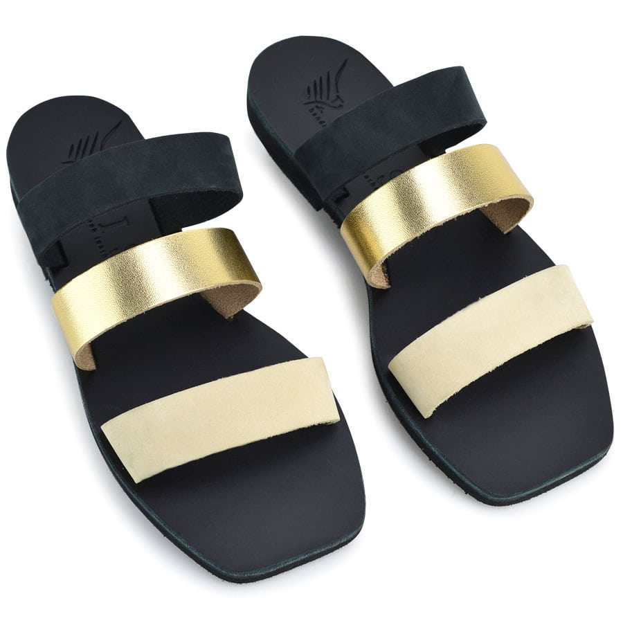 Δερμάτινη μαύρη σαγιονάρα Iris Sandals IR4/2