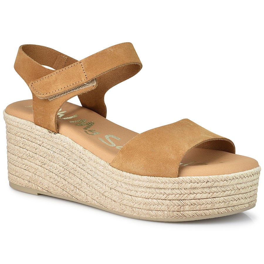 Δερμάτινη καμελ πλατφόρμα Oh my Sandals 4601