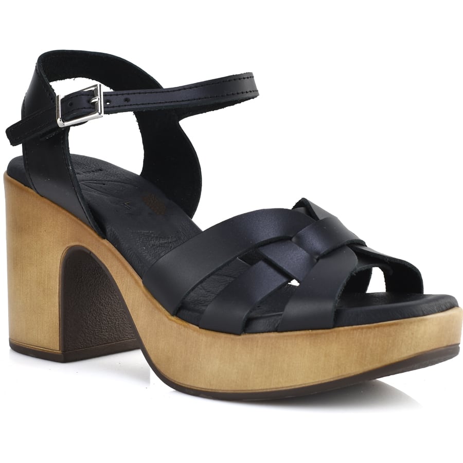 Δερμάτινο μαύρο πέδιλο Oh my Sandals 5070