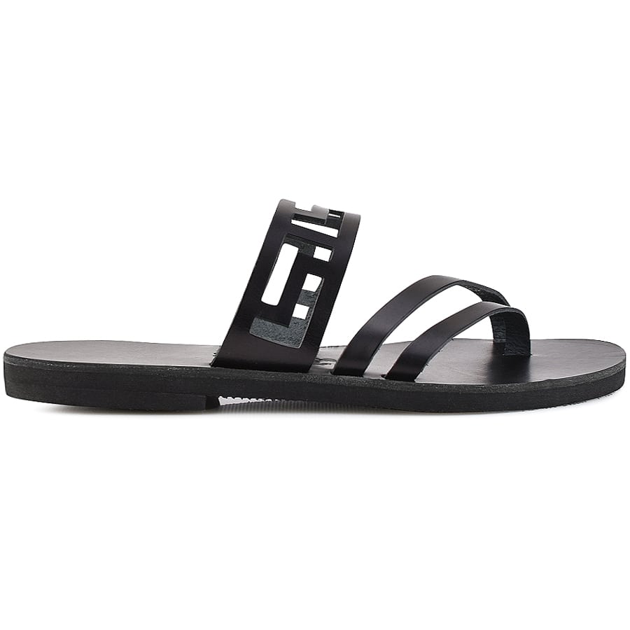Μαύρη δερμάτινη σαγιονάρα μέανδρος Iris Sandals IR8/5