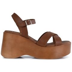 Tabac leather wedge 305-4327