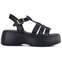 Black leather wedge 331-4333