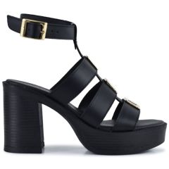 Black leather high heel sandal Harris 352-4305