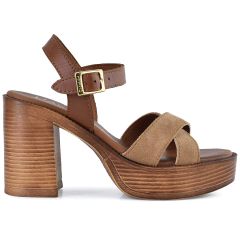 Taupe leather high heel sandal Harris 653-4305K
