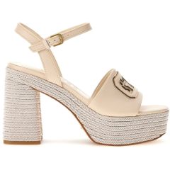 GUESS ecru leather heel sandal FORMAL
