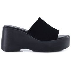 Black leather wedge LD1402