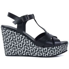 Black leather wedge LD726