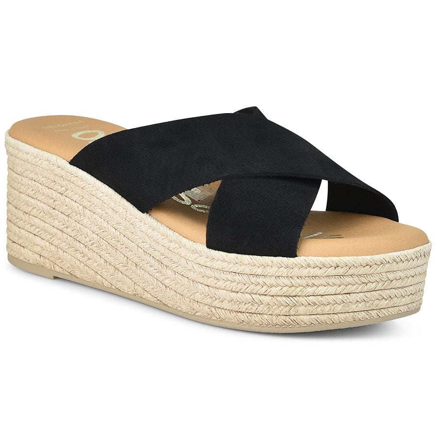 Δερμάτινο μαύρο flatform Oh my Sandals 4603