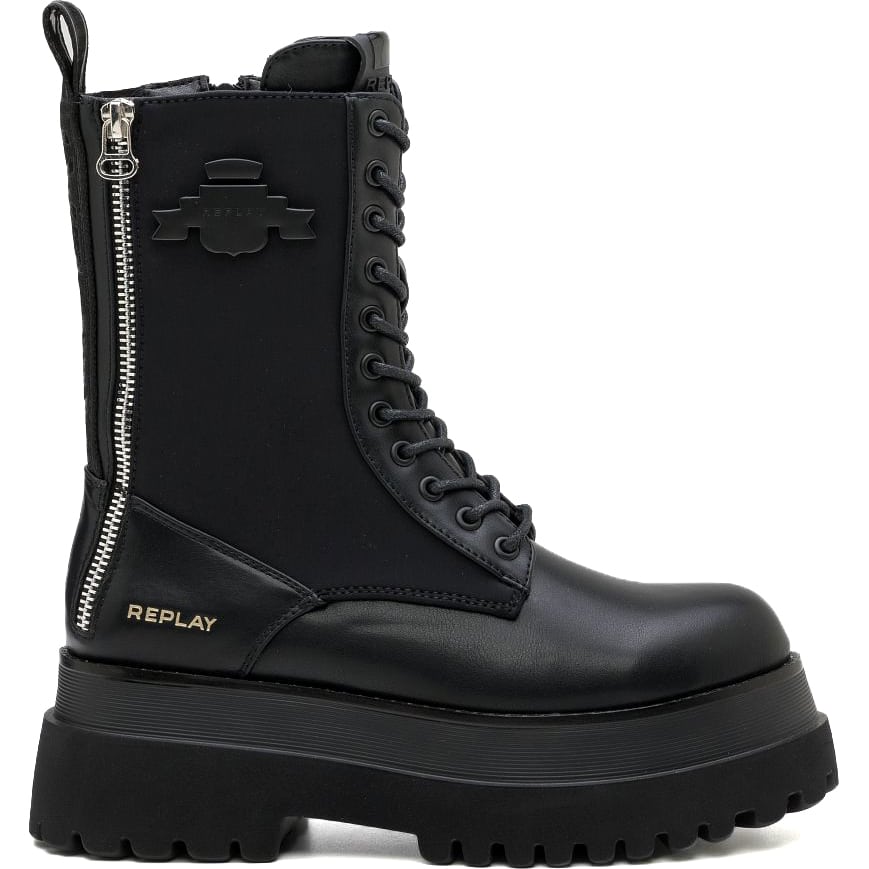 REPLAY μαύρο biker boot ANY SHIELD