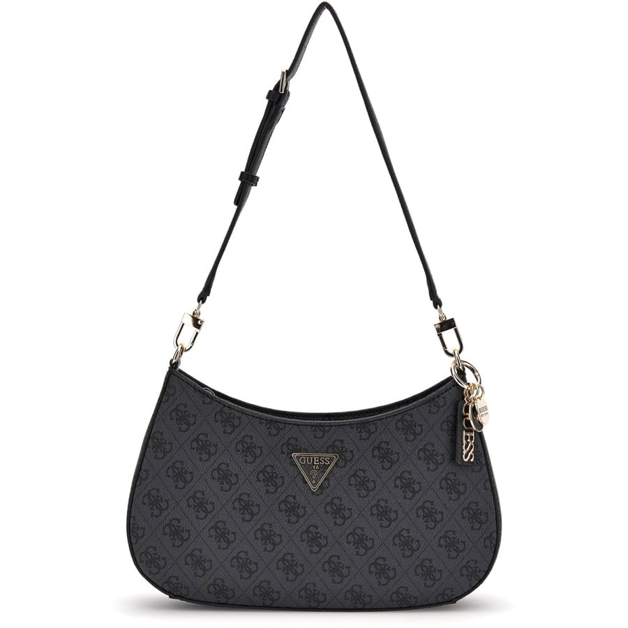  Guess μαύρη τσάντα ώμου Noelle Top Zip 4G Logo 2025