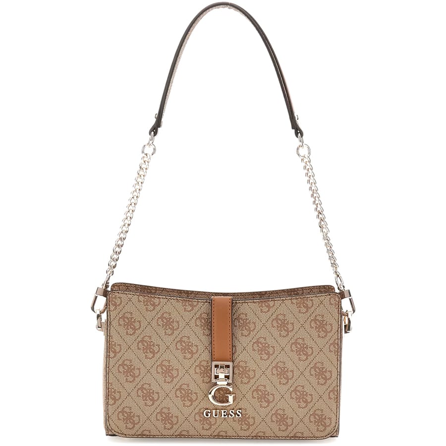  Guess μπεζ τσάντα ώμου Zamira Top Zip 4G Logo 2025