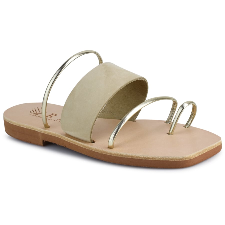 Δερμάτινη μπεζ καρέ σαγιονάρα Iris Sandals IR20/28