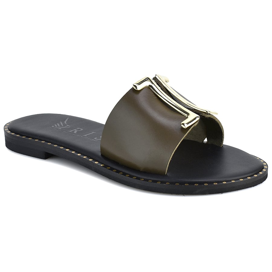 Δερμάτινo λαδί σανδάλι Iris Sandals IR201 Γυναικεία > Σανδάλια