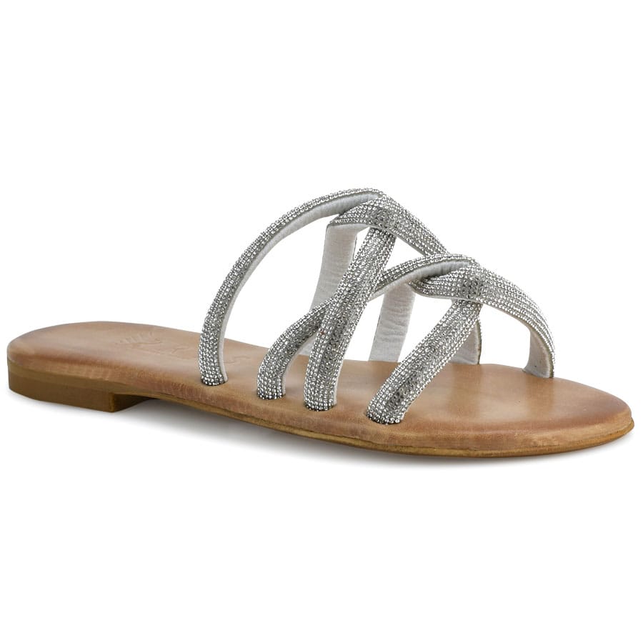 Δερμάτινo ασημί σανδάλι Iris Sandals IR219
