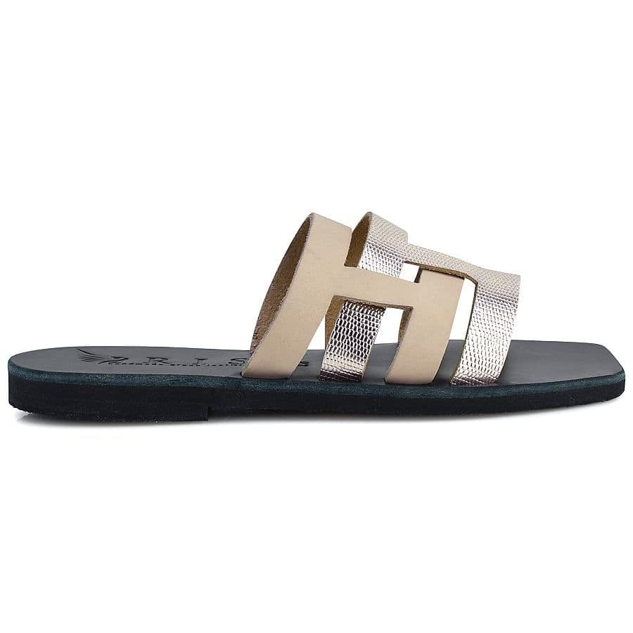 Δερμάτινη μπεζ σαγιονάρα Iris Sandals IR235