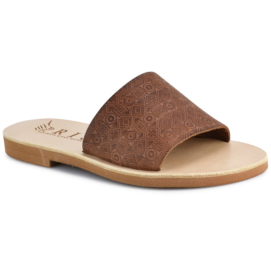 Δερμάτινη καφέ σαγιονάρα Iris Sandals IR4/1 Γυναικεία > Σαγιονάρες