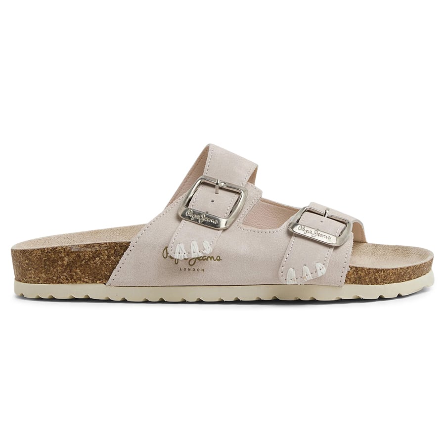 Pepe Jeans nude δερμάτινο σανδάλι PLS90561