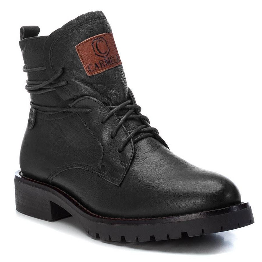 Δερμάτινο μαύρο biker boot Carmela 66958
