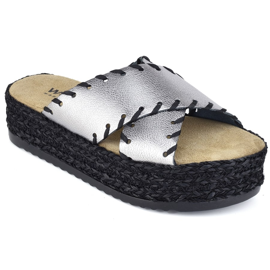 Δερμάτινo ανθρακί ανατομικό flatform Walkme 129-112