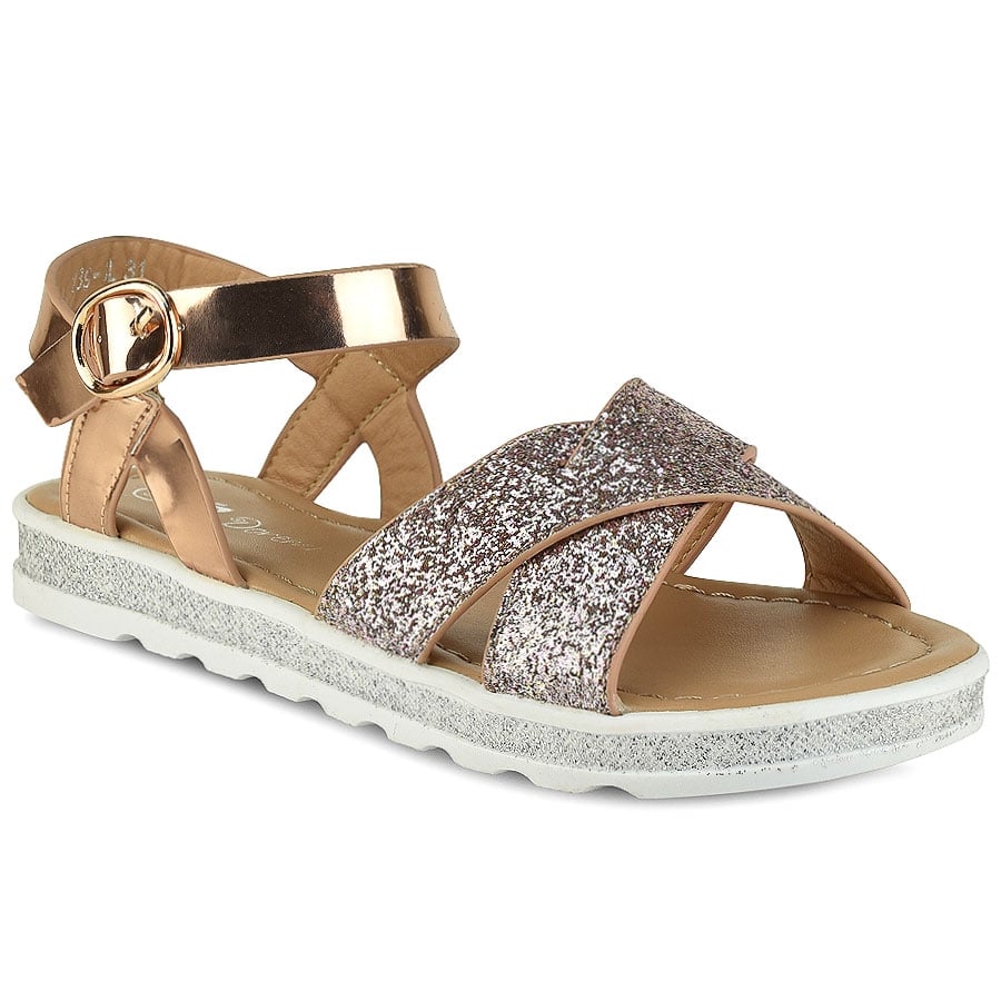 Ροζ – Χρυσό παιδικό σανδάλι με glitter Doremi 139-8