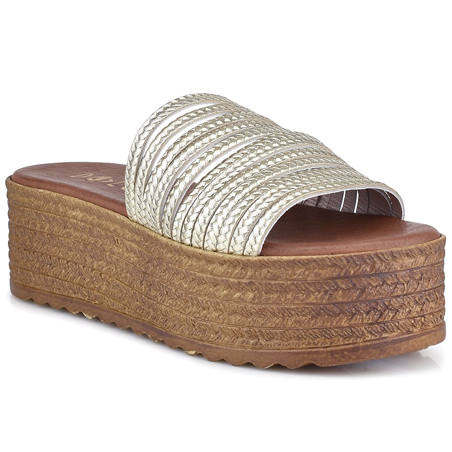 Δερμάτινo χρυσό flatform Dolce 200222/173