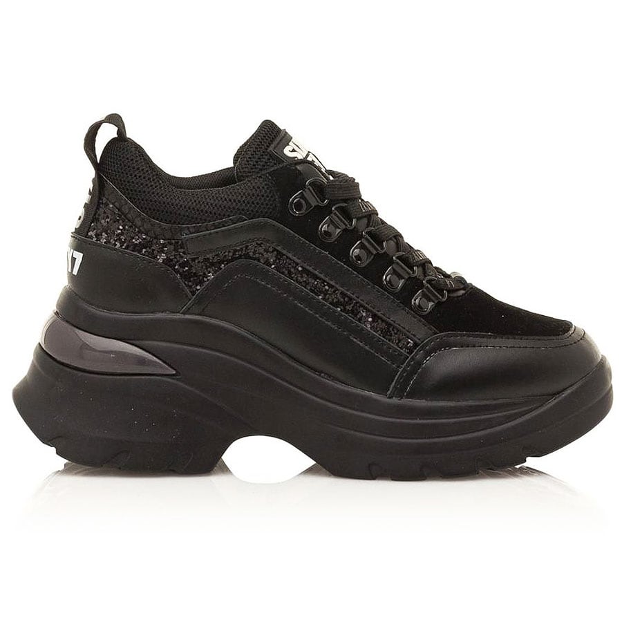 Δερμάτινο μαύρο sneaker SIXTYSEVEN 30263