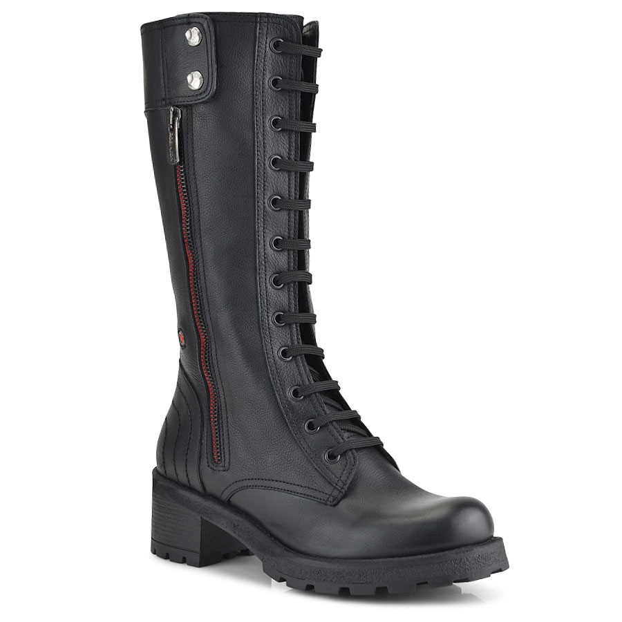 Δερμάτινη μαύρη biker μπότα Fratelli Robinson 3458