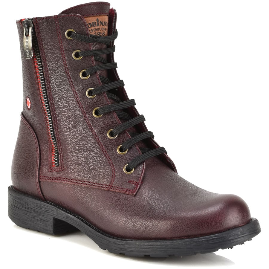 Δερμάτινο μπορντό biker boot Fratelli Robinson 3554