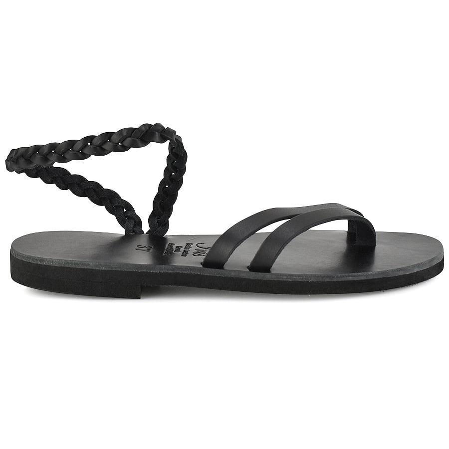 Δερμάτινο μαύρο σανδάλι με κοτσίδα Iris Sandals IR4/13