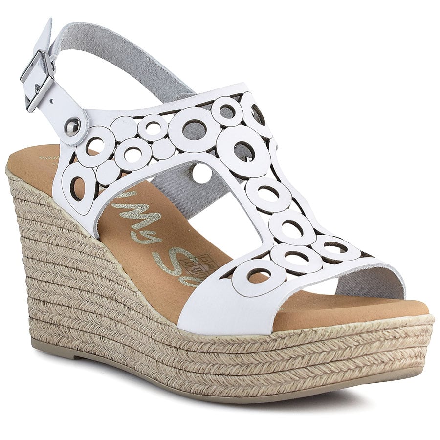 Δερμάτινη λευκή πλατφόρμα Oh my Sandals 4597