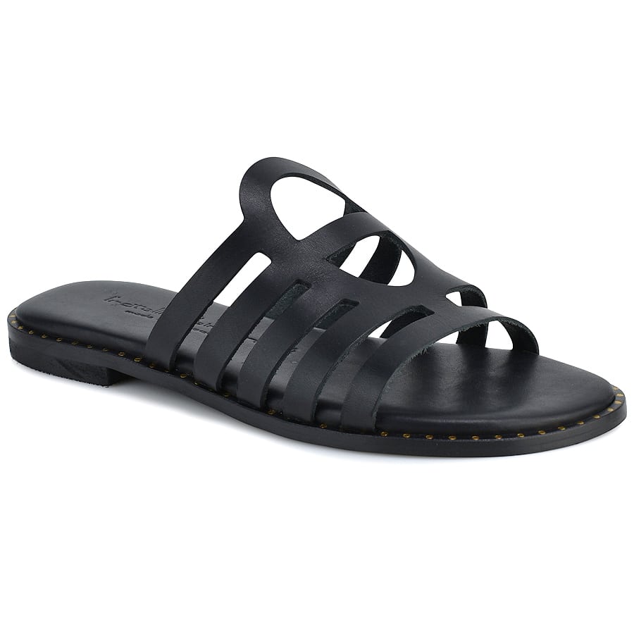 Δερμάτινo μαύρo σανδάλι Fratelli Robinson 6240