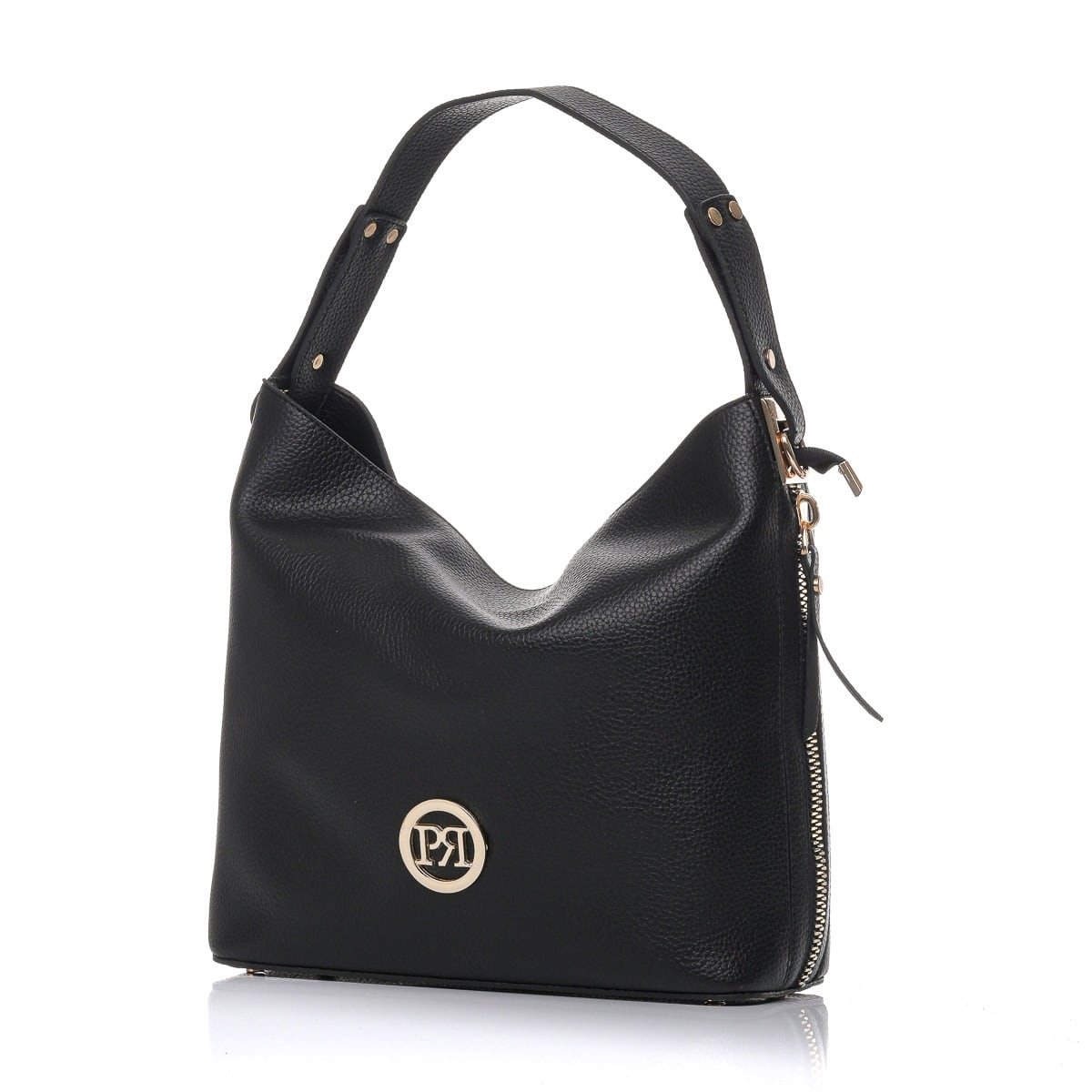 Μαύρο eco-leather τσάντα ώμου Pierro Accessories 90607