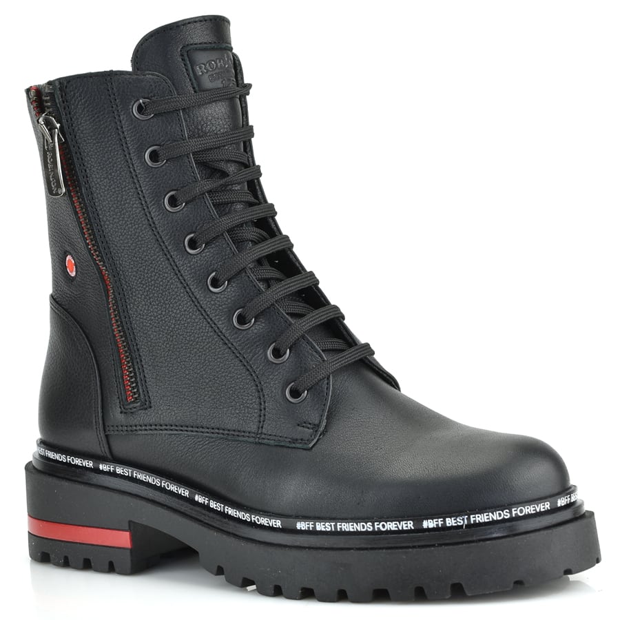 Δερμάτινο μαύρο biker boot Fratelli Robinson 7254