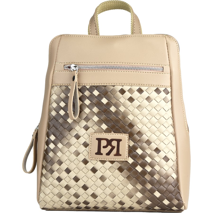 Μπέζ πλεκτό eco-leather σακίδιο πλάτης Pierro Accessories 90580