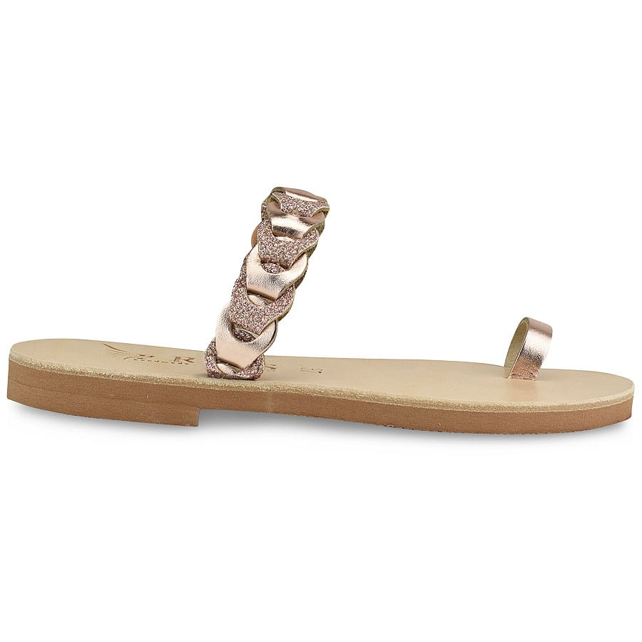 Δερμάτινη χάλκινη σαγιονάρα με glitter Iris Sandals IR20/25